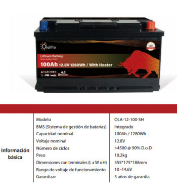 OLA-12-100-SH BATERIA DE LITIO